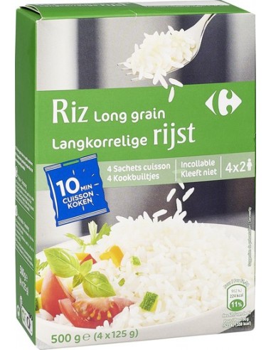 4*125gr Riz Long Incollable Carrefour