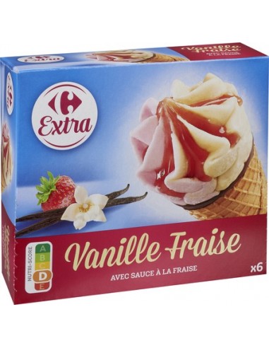 6 Cônes Vanille - Fraise Carrefour Extra