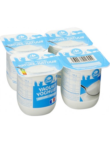 4*125gr Yaourt Nature Carrefour Classic'