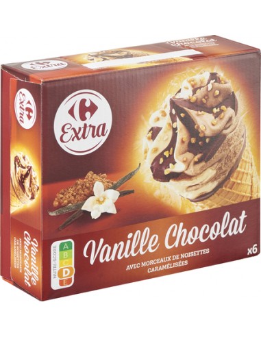 6 Cônes Vanille & Chocolat Carrefour...